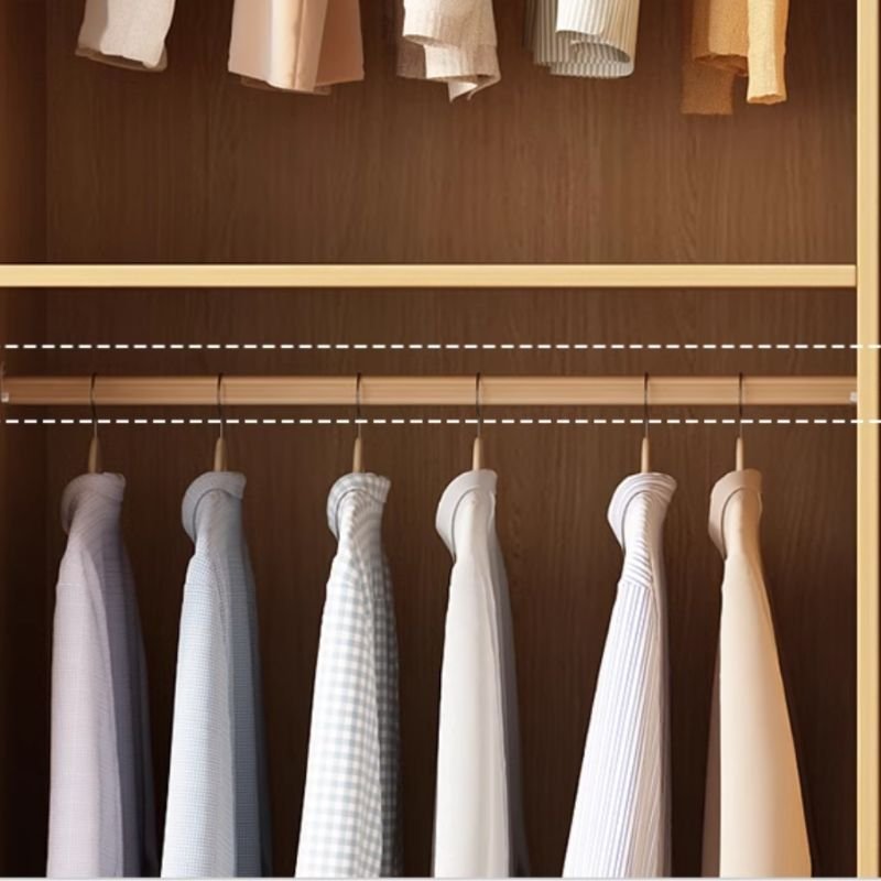 Exquisite Natural Wood Grain Wardrobe with Integrated Side Cabinet - Premium 90.5" Tall ENF Eco-Friendly Armoire - Image 3