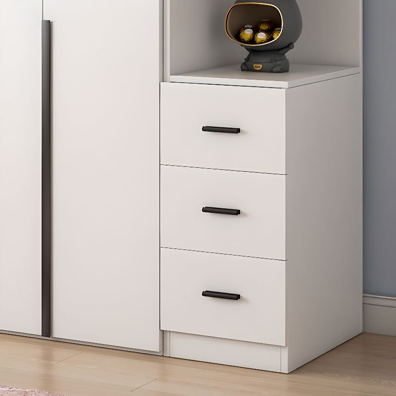 Chalk Modern Simple Style Composite Wood Wardrobe Closet with Soft Close Door, Interior Shelves, and Clothing Rod - Image 5