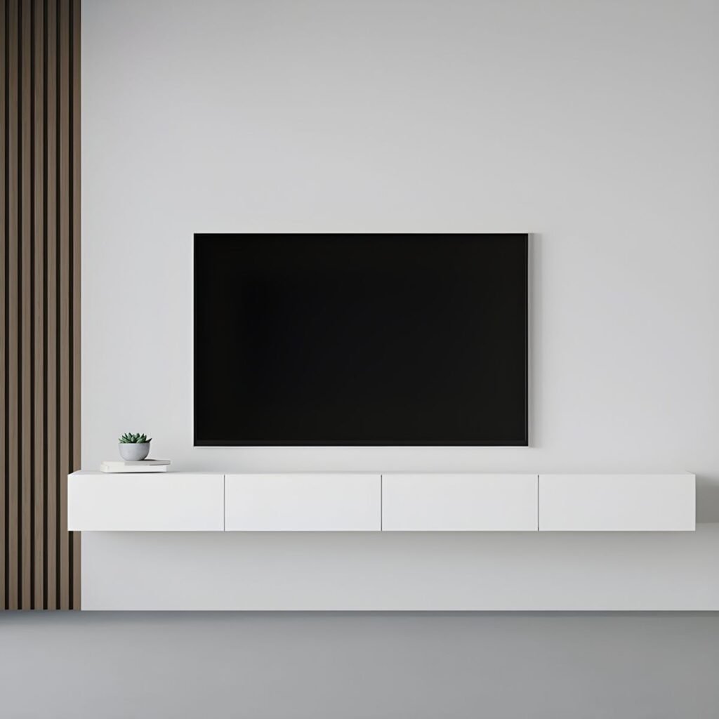 1200x12003 142 Sleek White Floating TV Stand with 2 Drawers, Stunning 71 inch Wall Mounted Media Console for Modern Luxury Spaces