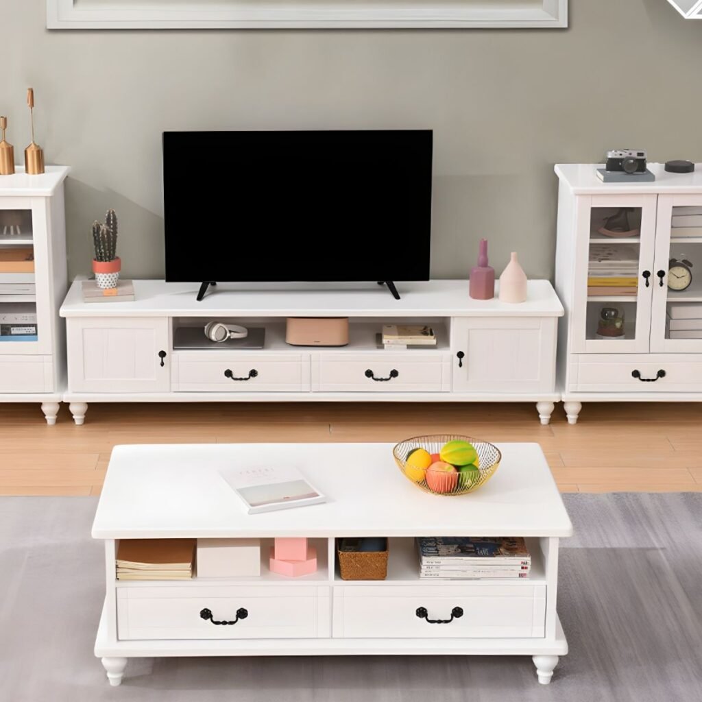 1200x12003 148 Classic White Grand TV Unit with Elegant Storage, Stunning 110 inch European Mansion Style Media Wall