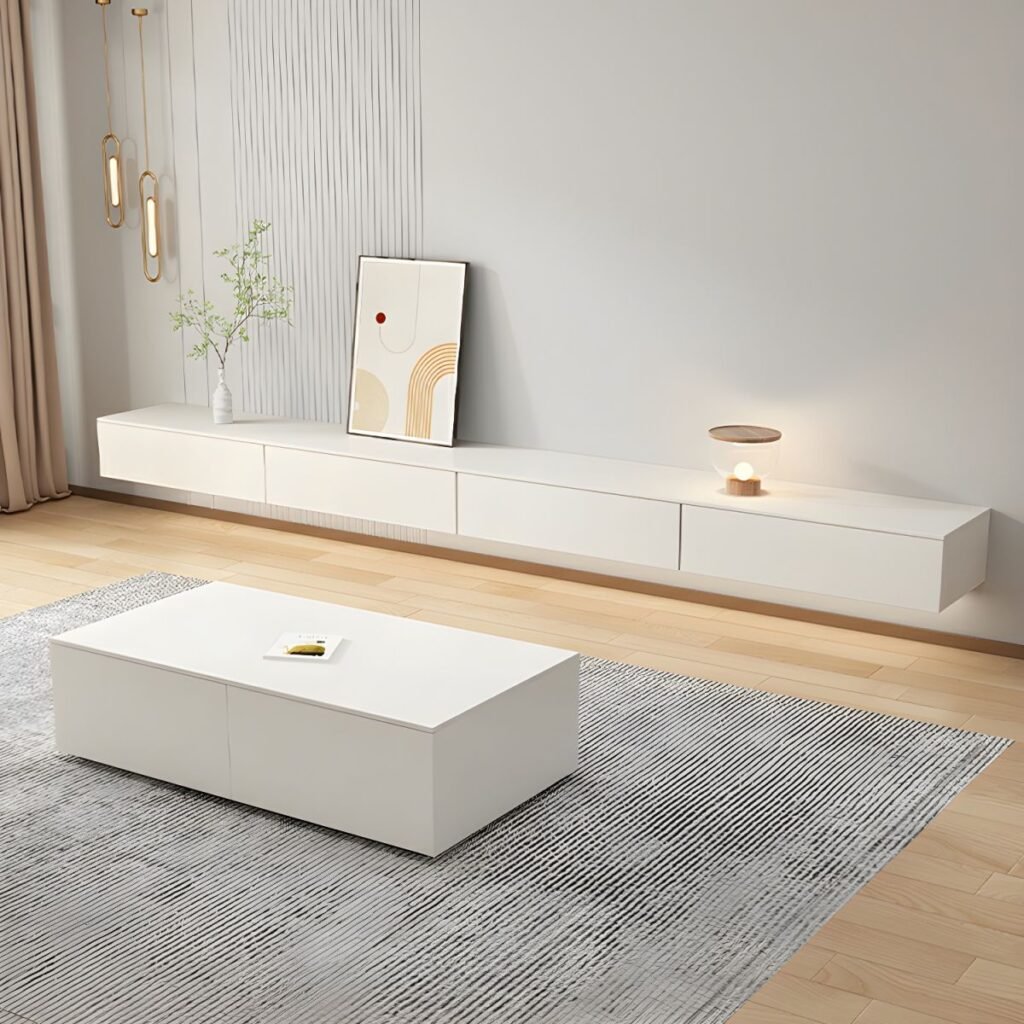 1200x12003 155 Apexerahomelife Floating Glass Door TV Stand JX-TVC-013 with LED Lights, Stunning 94 inch Modern Media Console for Luxury Homes