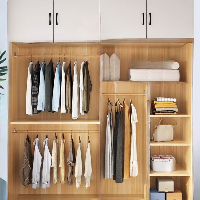 Chalk Minimalist Laminate Cabinet Armoire with 3-Drawer/4-Drawer, Interior Shelves, and Clothing Rod - Image 4