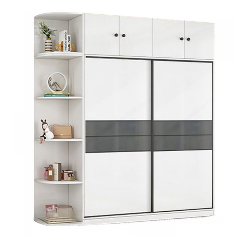 White Modish Wooden Armoire Cabinet with Soft Close Drawer, Soft Close Door, Interior Shelves, and Clothing Rod - Image 5