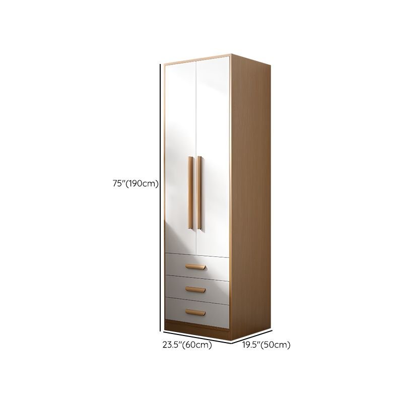 White Minimalist Manufactured Wood Wardrobe Closet with 3-Drawer/2 Drawers, Interior Shelves, and Clothing Rod - Image 5