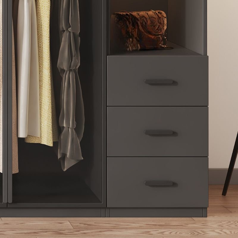 Storm Gray Minimalist Laminate Wardrobe Armoire with Compartments, Interior Shelves, 3 Soft Close Drawer and 8 Doors, and Clothing Rod - Image 4