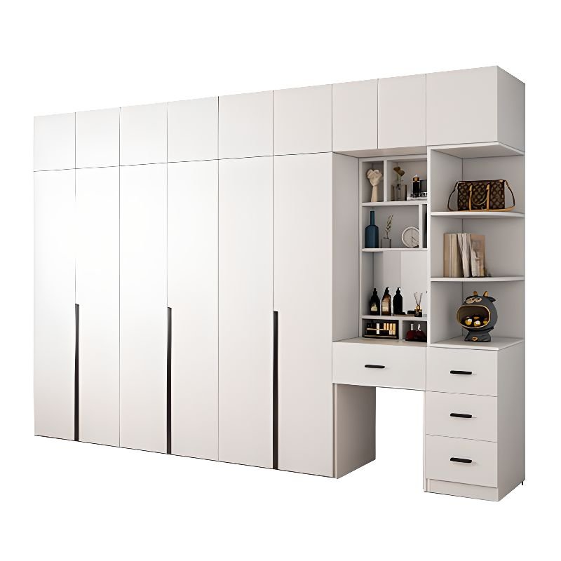 Chalk Modern Simple Style Composite Wood Wardrobe Closet with Soft Close Door, Interior Shelves, and Clothing Rod - Image 6