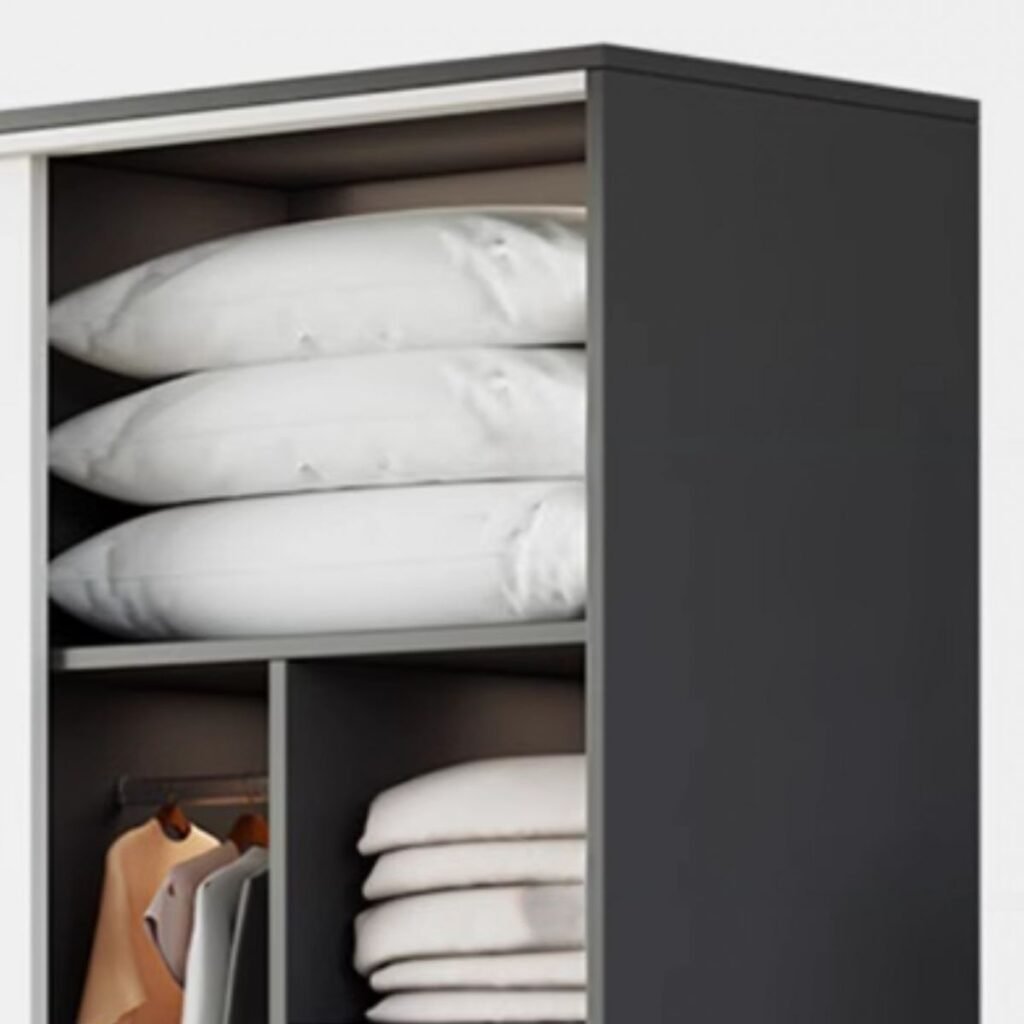 1200x12004 14 Seamless Anthracite Monolith – Untouched 86.5-Inch Deep Grey Wardrobe with White Flush-Sliding Doors, E0 Eco-Build