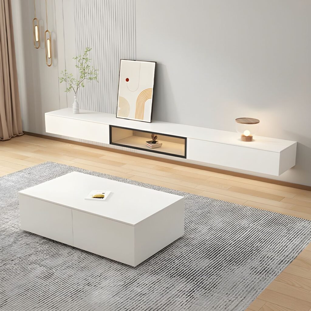 1200x12004 148 Apexerahomelife Floating Glass Door TV Stand JX-TVC-013 with LED Lights, Stunning 94 inch Modern Media Console for Luxury Homes