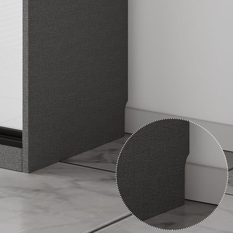 Exquisite Anthracite Fusion – Radiant 94.5-Inch Hybrid Wardrobe with White Sliding Panels and Side Drawer Module - Image 5