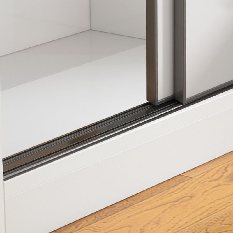 Graceful White Sliding Door Armoire with Top Cupboards - Premium 71" to 86.5" Modular Wardrobe in 28 Versatile Configurations - Image 5