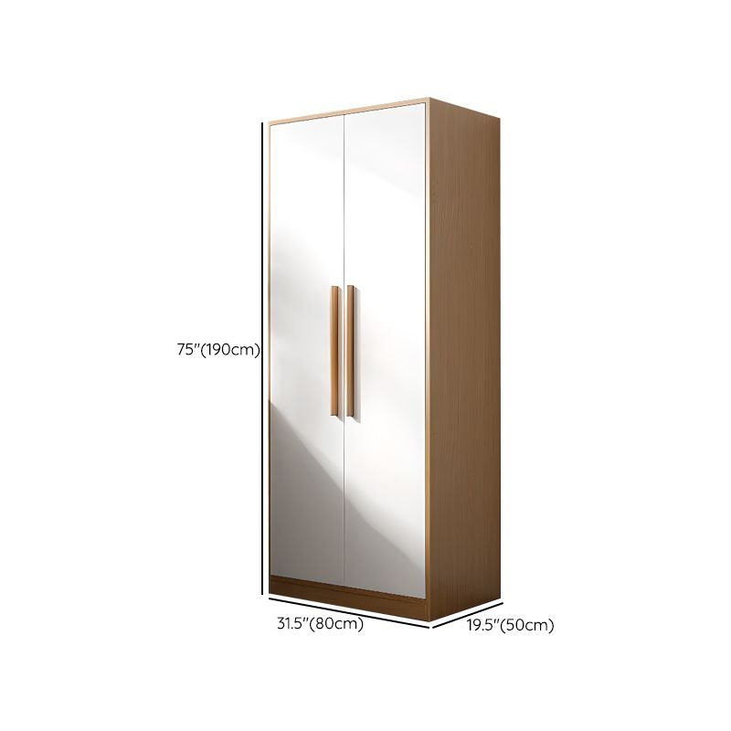 White Minimalist Manufactured Wood Wardrobe Closet with 3-Drawer/2 Drawers, Interior Shelves, and Clothing Rod - Image 6