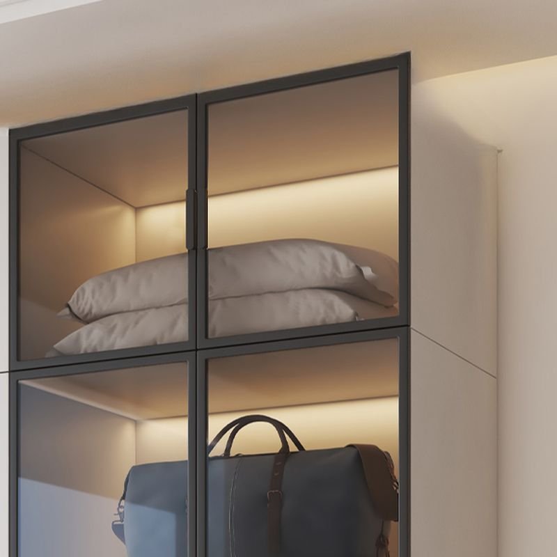 Storm Gray Minimalist Laminate Wardrobe Armoire with Compartments, Interior Shelves, 3 Soft Close Drawer and 8 Doors, and Clothing Rod - Image 5