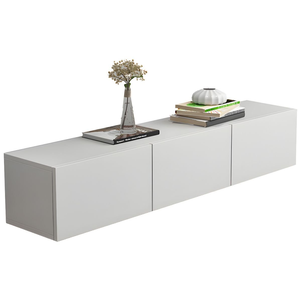 White Art Deco Wooden TV Stand with 4/3 Drawers and Cable Management - Image 7