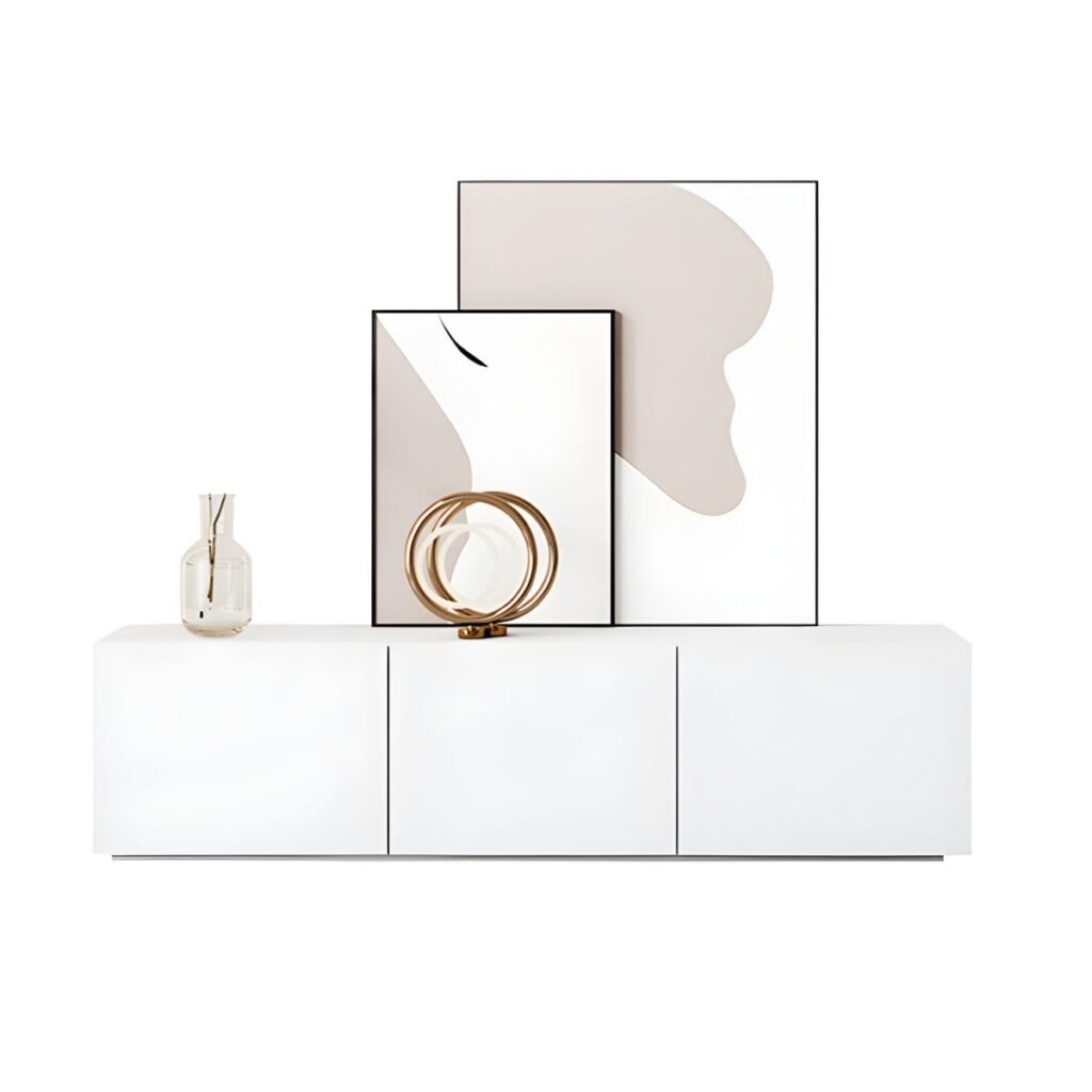 1200x12005 109 Sleek Modern White TV Console with 86.5-inch Handless Cabinet Storage, Sophisticated Eco-Friendly E0 Media Stand for Luxury Living