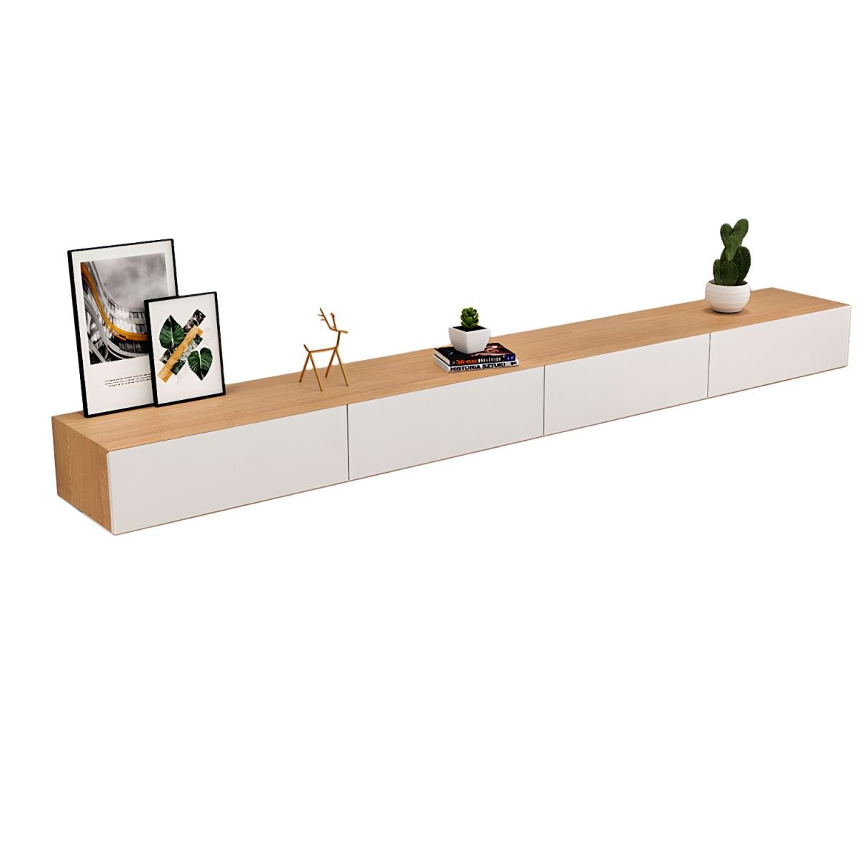 Chalk Modern Simple Style Wood TV Stand with Shelf, 4 Drawers, Cable Management, and Open-air Storage - Image 7