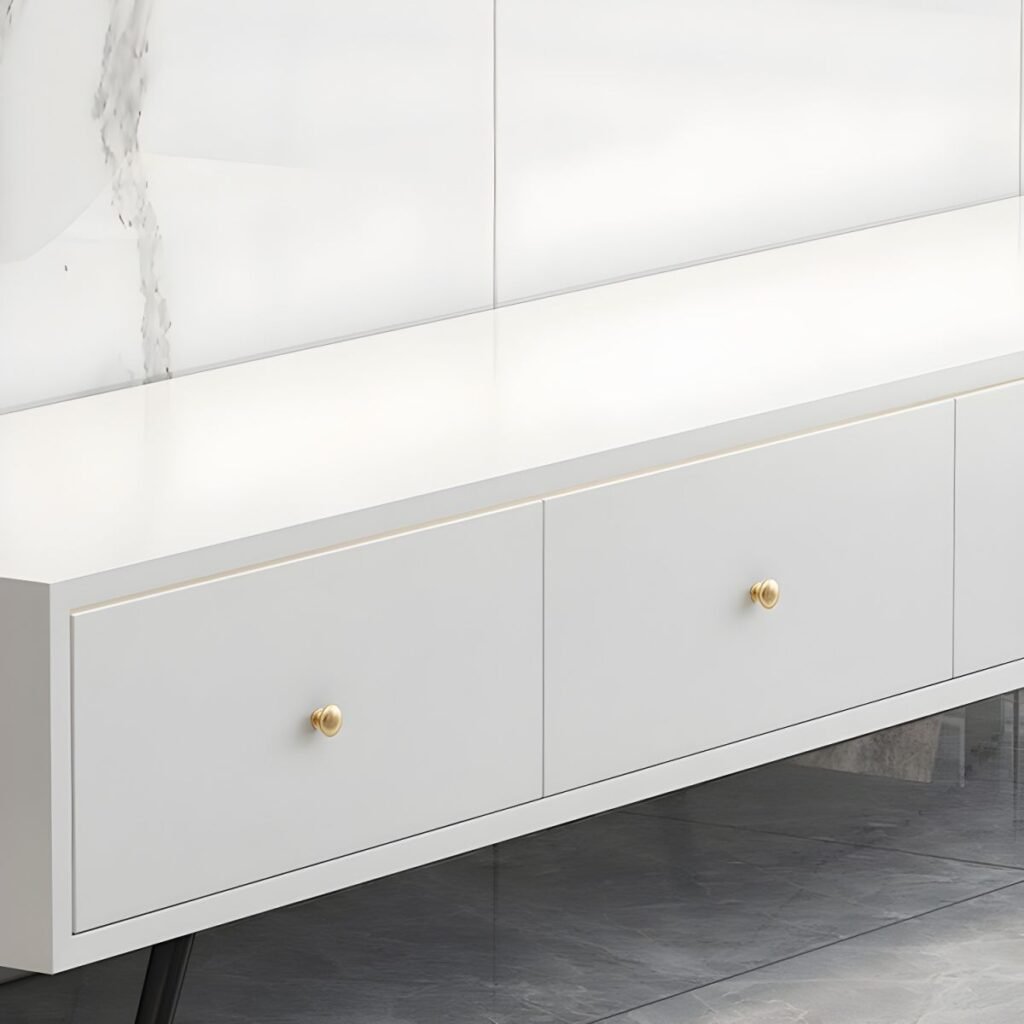 1200x12005 117 Elegant White 4 Drawer TV Stand featuring Modern Minimalist Design, 79 inch Large Media Console for Luxury Living