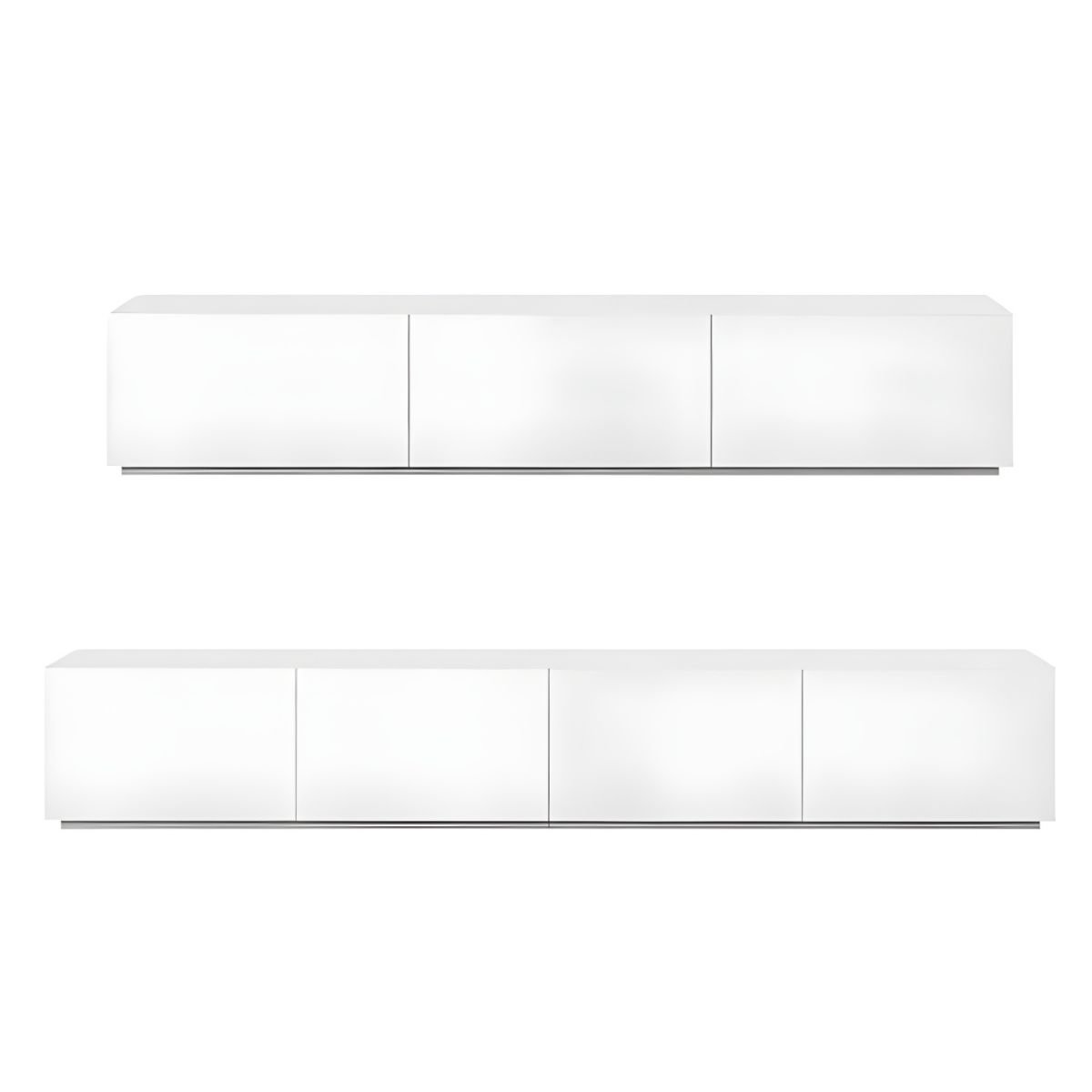 White Art Deco Wooden TV Stand with 2 Drawers and 2 Cabinets - Image 7