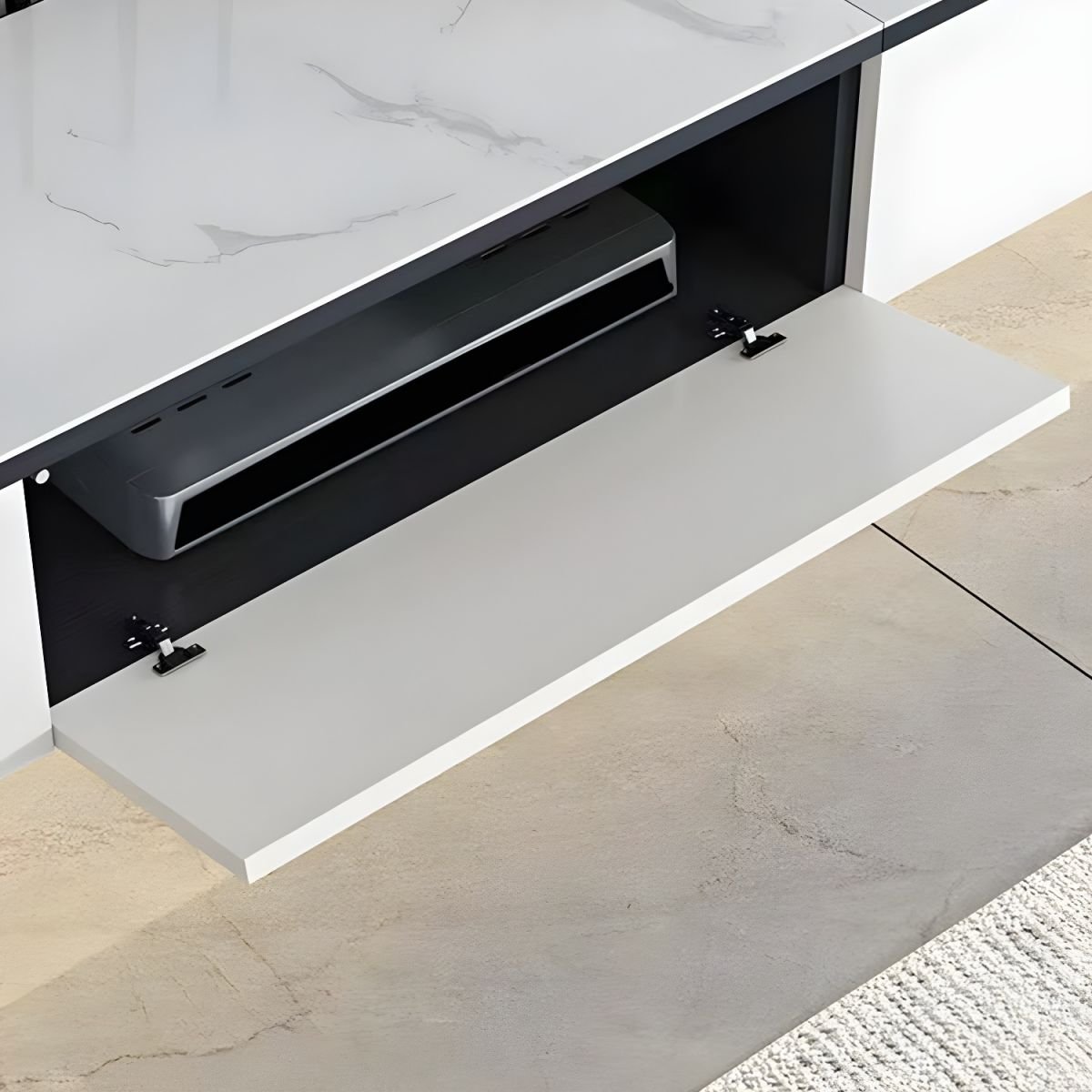 Art Deco Wooden TV Stand with Shelf, 2 Drawers, 2 Cabinets, and Cable Management - Image 6