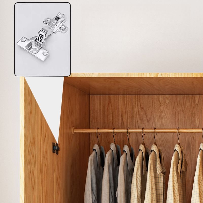 Modern Natural Wood Wardrobe Armoire with Sliding Doors, Drawers, and Shelves - Image 7