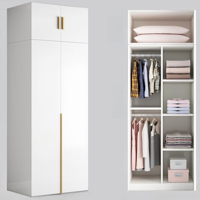 Light Gray Contemporary Reclaimed Wood Wardrobe Almirah with 2/3/4/5 Soft Close Doors, Interior Shelves, and Hanging Rod - Image 5