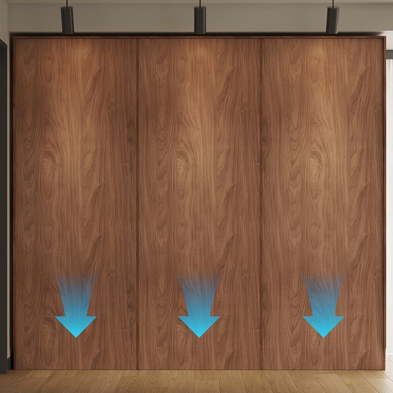 Chic Warm Beige & Wood Grain Wardrobe with Hidden Handles - Premium 94.5" Tall ENF Eco-Friendly Armoire - Image 6