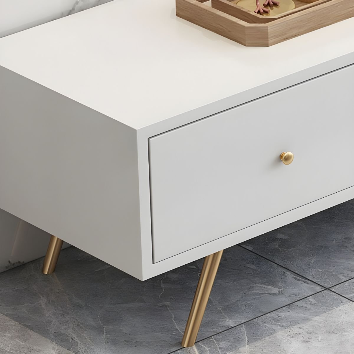 Contemporary Solid+Manufactured Wood TV Stand with 4 Drawers, Closet, and Cable Management - Image 7