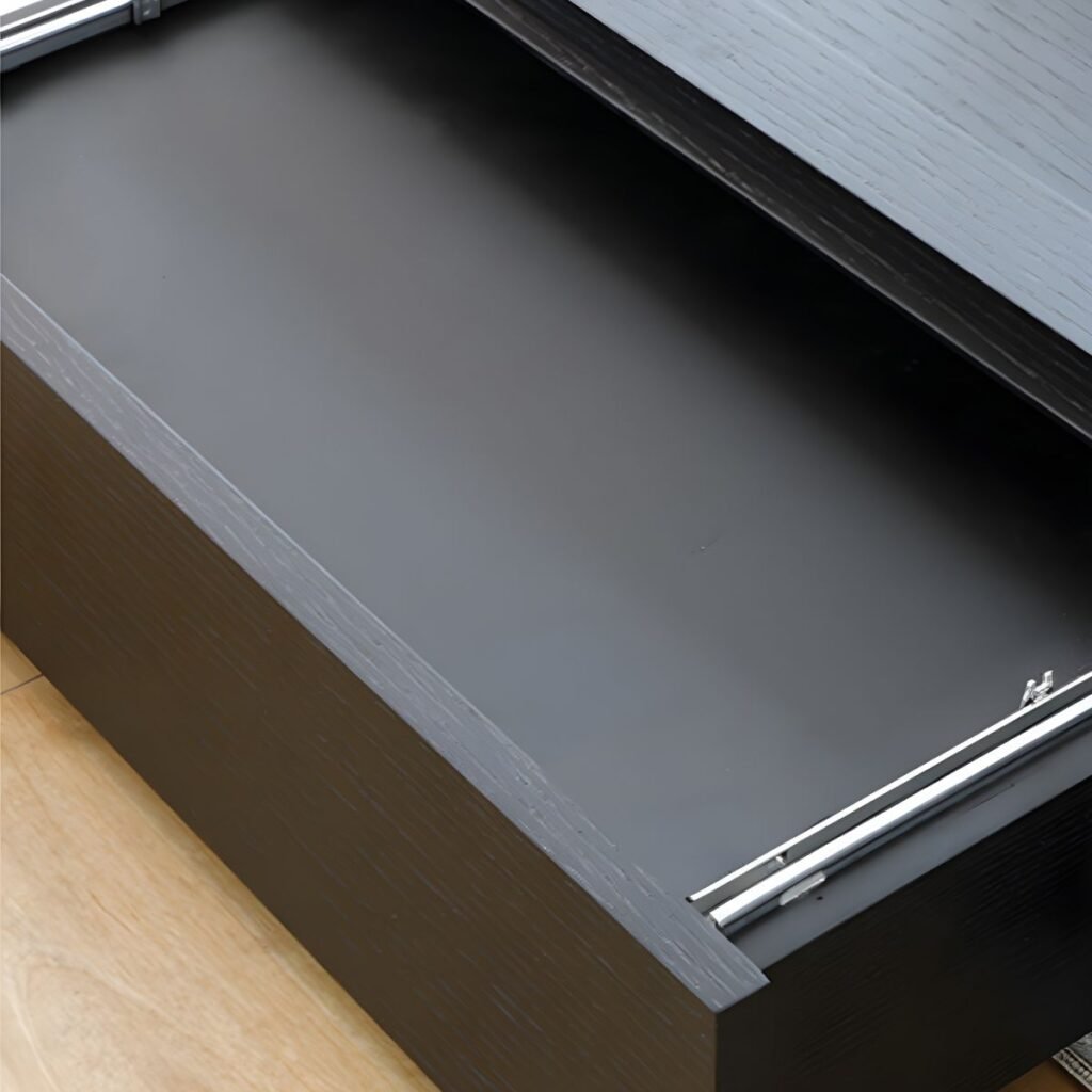 1200x12006 122 Black Wood Grain Media Base with 4 Drawers, Bold 71 inch Low Profile TV Console for Modern Living