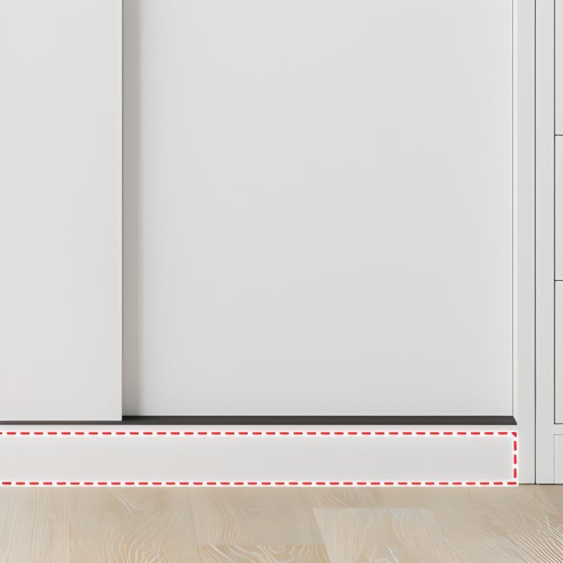 White Minimalist Manufactured Wood Wardrobe Closet with 2 Drawers, Interior Shelves, and Clothing Rod - Image 7