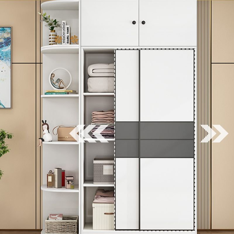 White Modish Wooden Armoire Cabinet with Soft Close Drawer, Soft Close Door, Interior Shelves, and Clothing Rod - Image 8