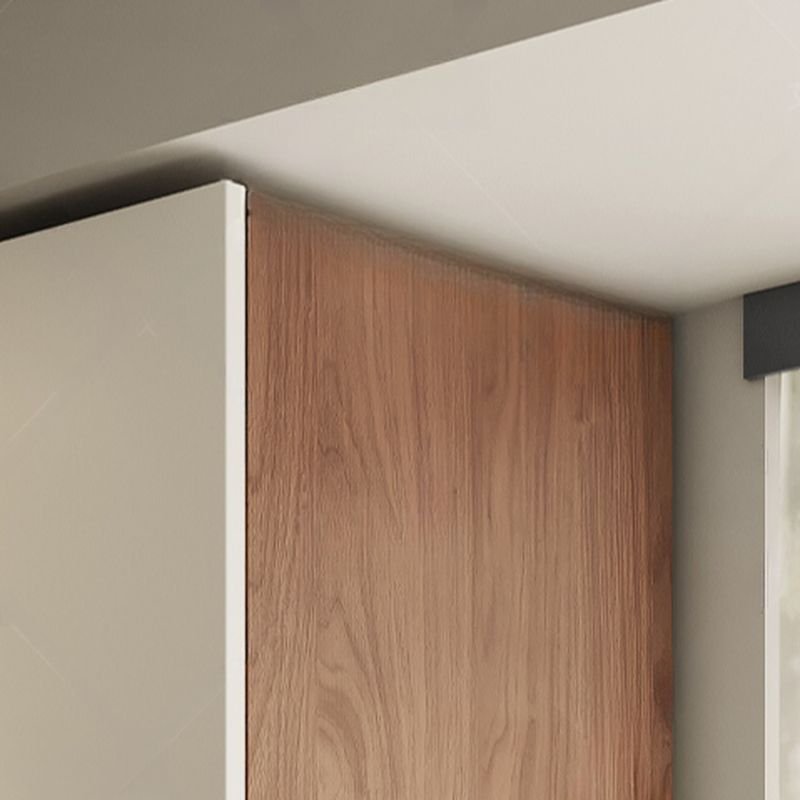 Chic Warm Beige & Wood Grain Wardrobe with Hidden Handles - Premium 94.5" Tall ENF Eco-Friendly Armoire - Image 7