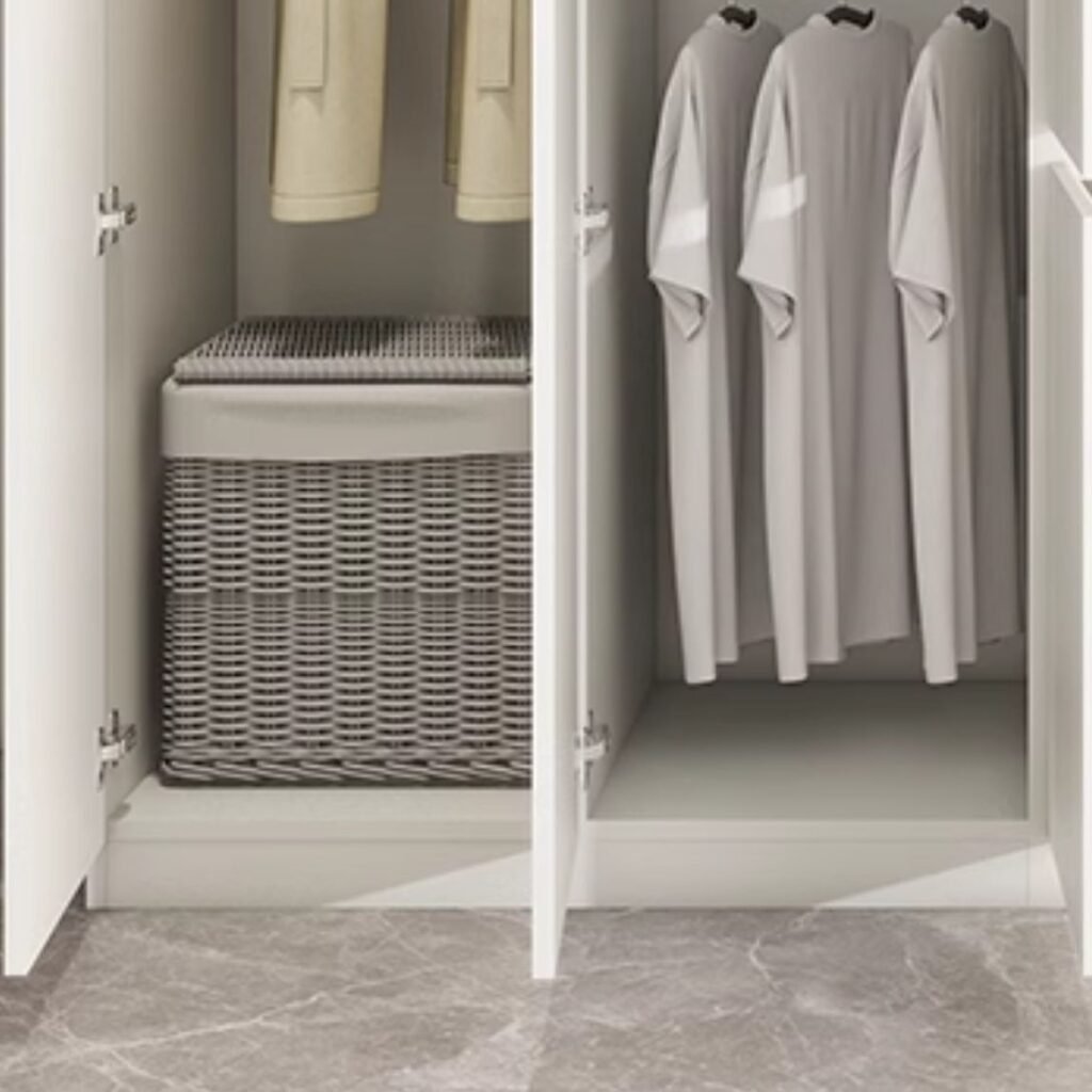 1200x12006 77 Elegant Pure White Minimalist Wardrobe with Hidden Handles - Premium 71" Tall ENF Eco-Friendly Armoire