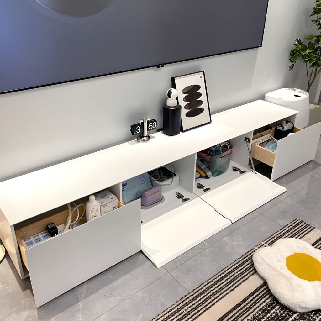 1200x12006 90 Apexerahomelife JX-TVC-030 Elegant White Minimalist TV Stand Sleek Modern Media Console