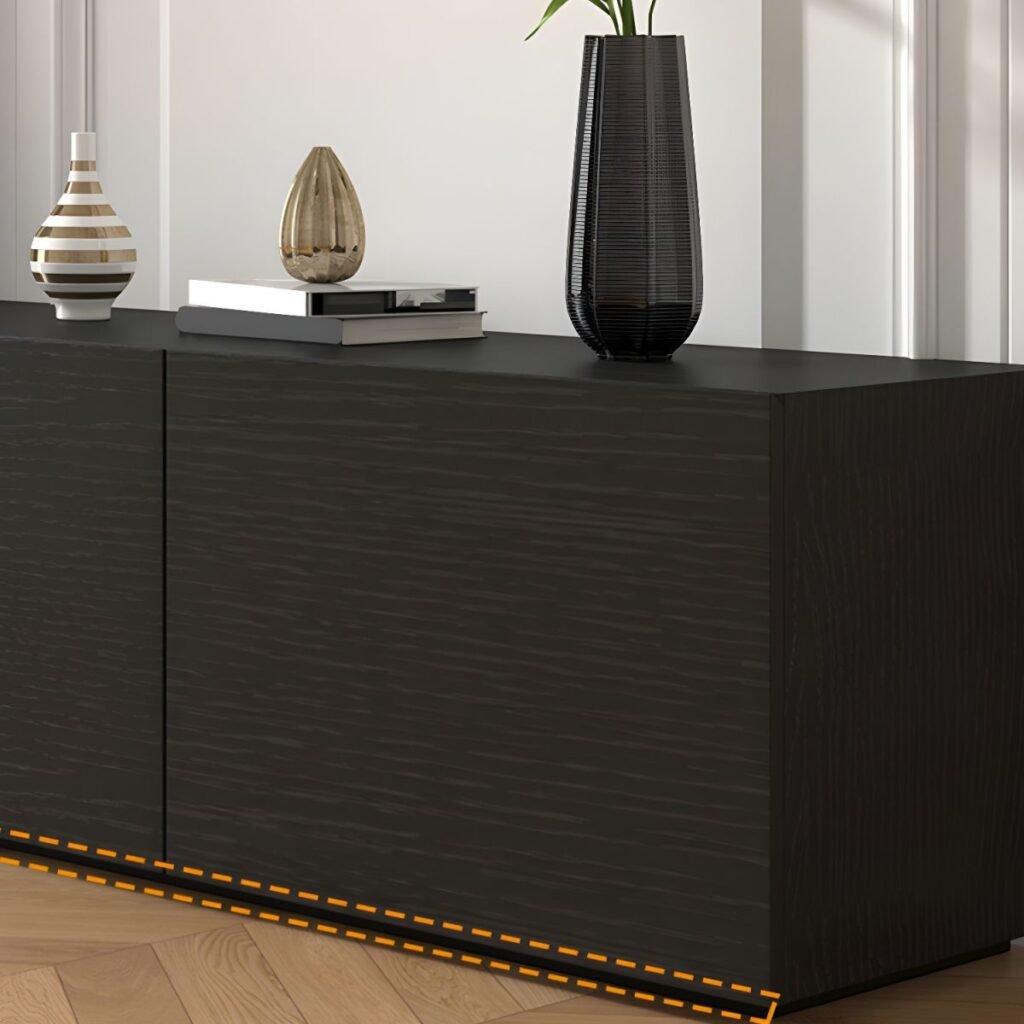 1200x12006 92 Sophisticated Black Wood TV Stand with 4 Hidden Handle Drawers, 86.5-inch Modern Minimalist Media Console for Large Screen TVs