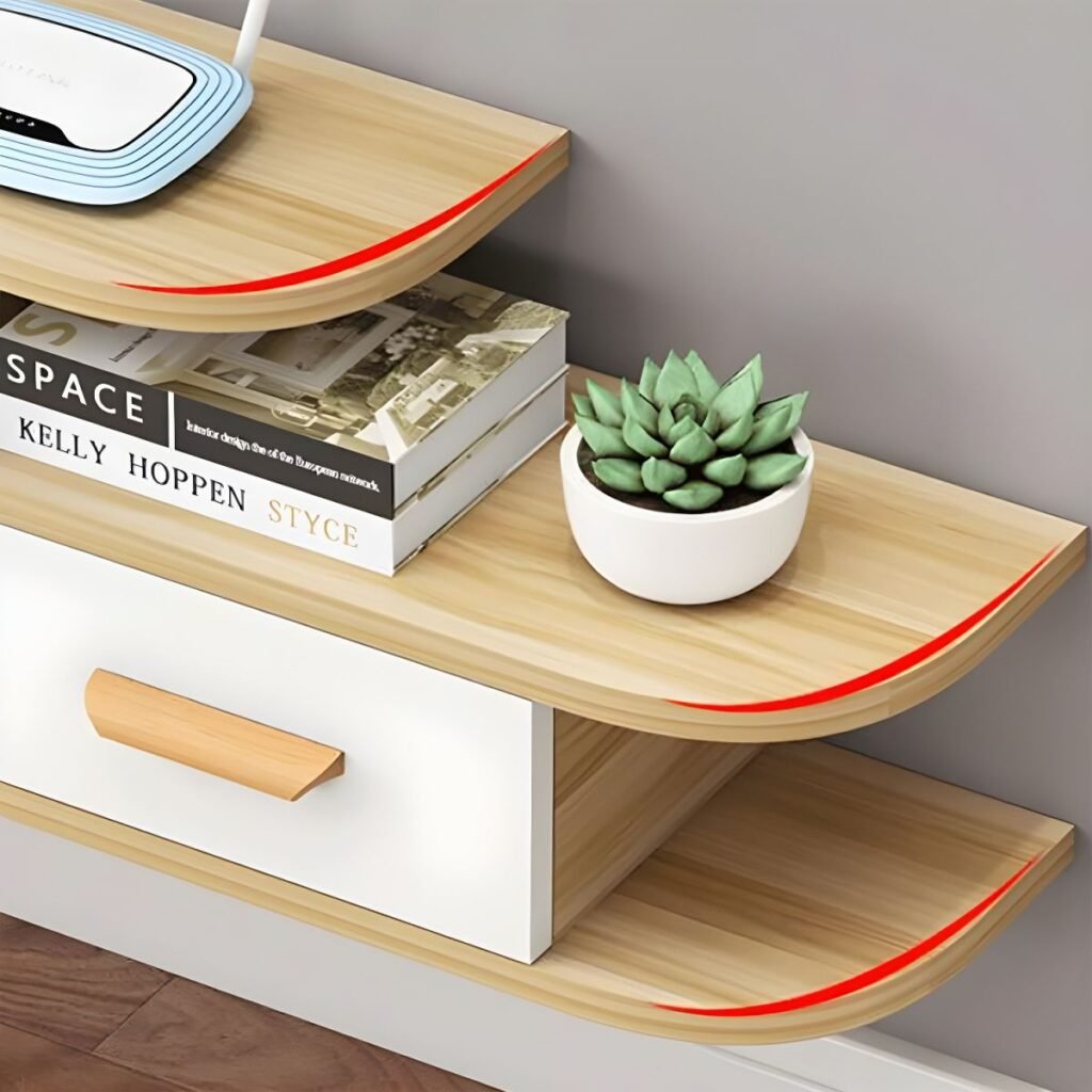 1200x12006 99 Sleek Floating Media Shelf with 2 Drawers, 47 inch Vibrant Wall Mounted TV Stand for Modern Compact Living