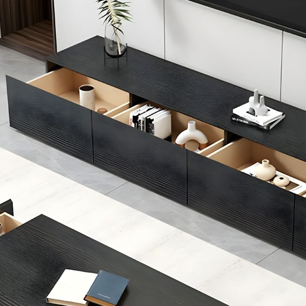 1200x12007 102 Black Wood Grain TV Console | Stunning 94" Unit