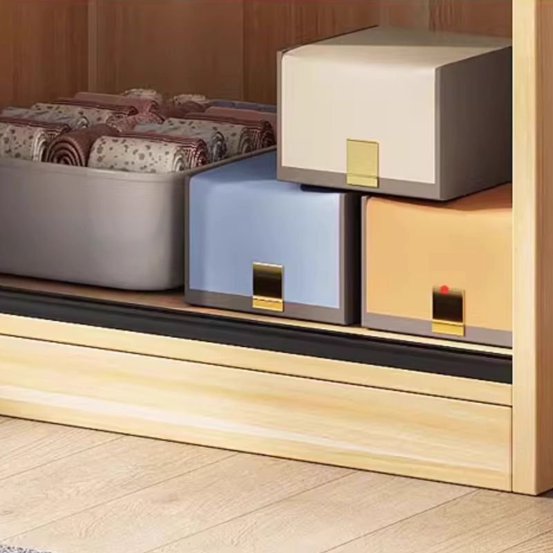 Chalk Minimalist Laminate Cabinet Armoire with 3-Drawer/4-Drawer, Interior Shelves, and Clothing Rod - Image 8