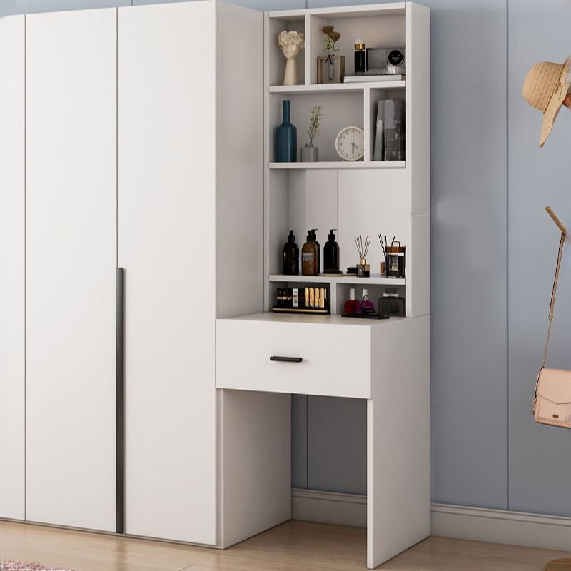 Chalk Modern Simple Style Composite Wood Wardrobe Closet with Soft Close Door, Interior Shelves, and Clothing Rod - Image 9