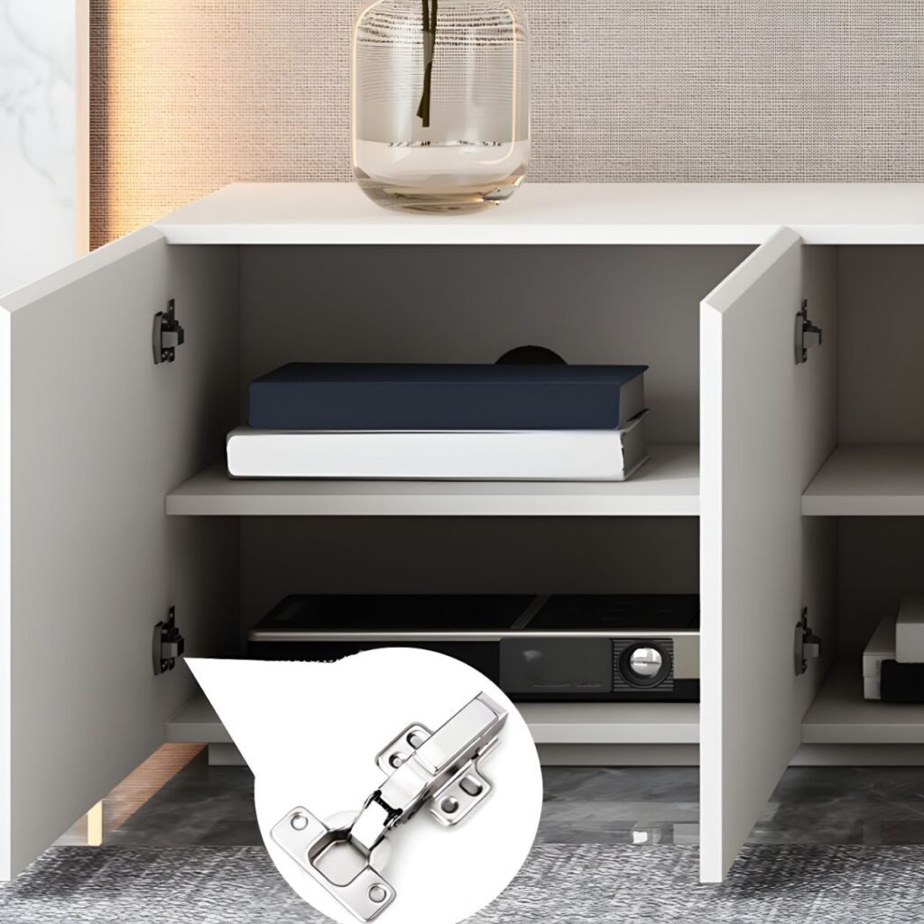 1200x12007 68 Sleek Modern White TV Console with 86.5-inch Handless Cabinet Storage, Sophisticated Eco-Friendly E0 Media Stand for Luxury Living