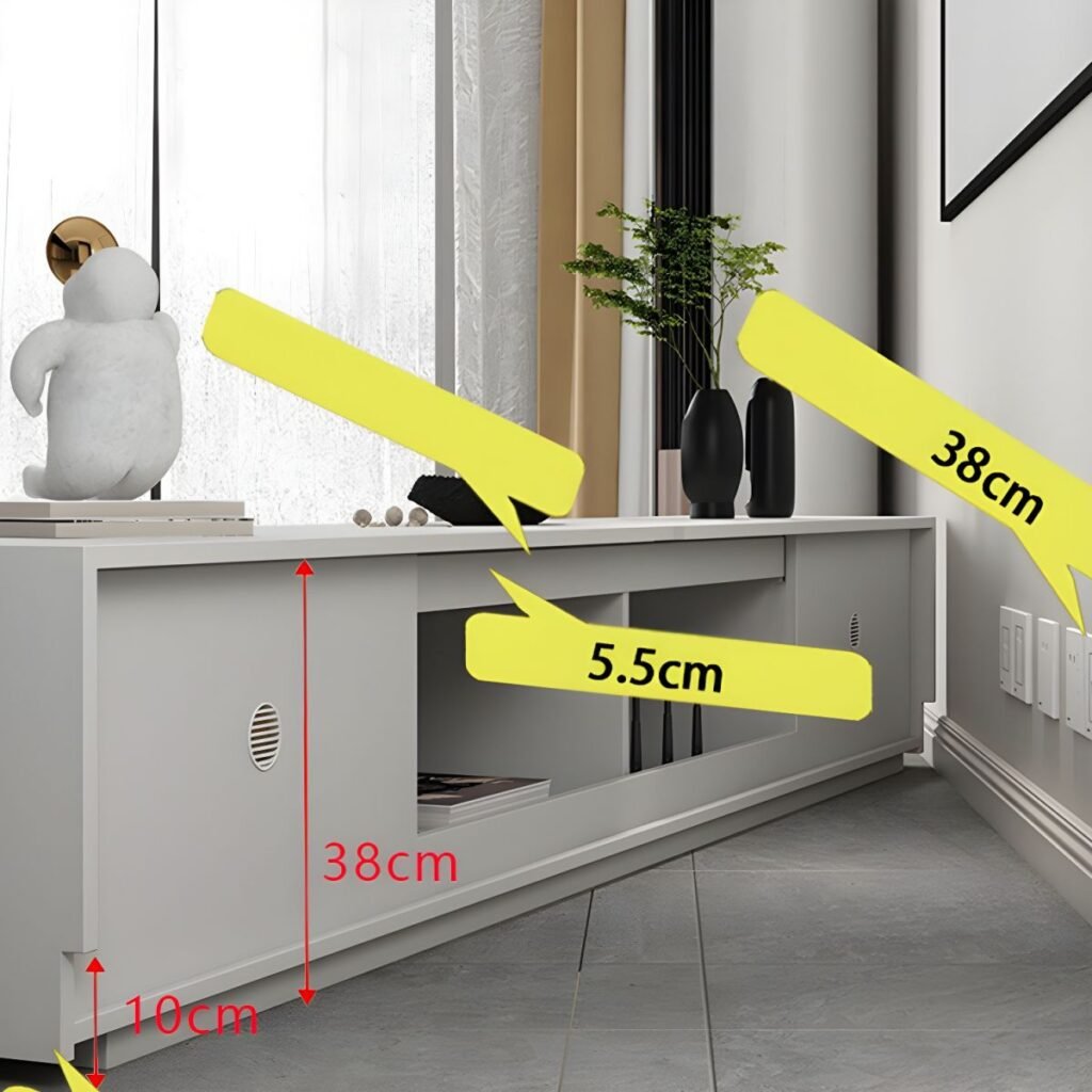 1200x12007 80 Chic White Gas Lift TV Stand with Hidden Handles, 59 inch Sophisticated Media Console for Modern Luxury Living