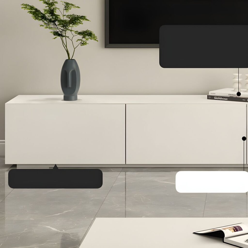 1200x12007 81 Ultra Sleek White TV Console with Gas Lift Flap Door, 59-94 inch Versatile Media Base for Modern Large Living Rooms