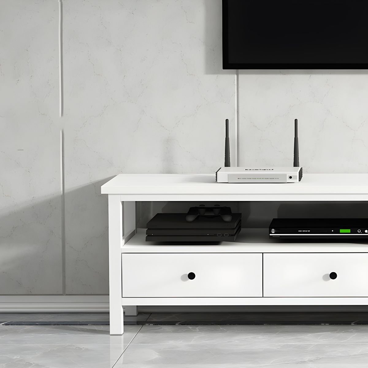 Modern Simple Style Reclaimed Wood TV Stand with Shelf, Drawers, Storage Cabinet, and Open-air Storage - Image 7