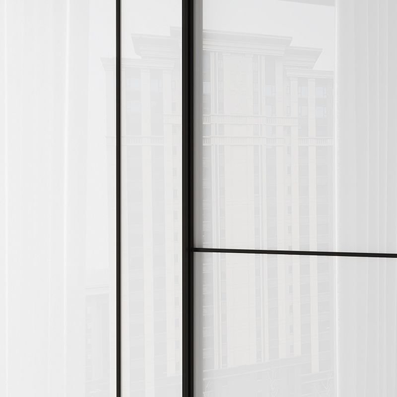 Exquisite Anthracite Fusion – Radiant 94.5-Inch Hybrid Wardrobe with White Sliding Panels and Side Drawer Module - Image 8
