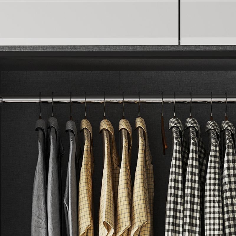Exquisite Anthracite Fusion – Radiant 94.5-Inch Hybrid Wardrobe with White Sliding Panels and Side Drawer Module - Image 9