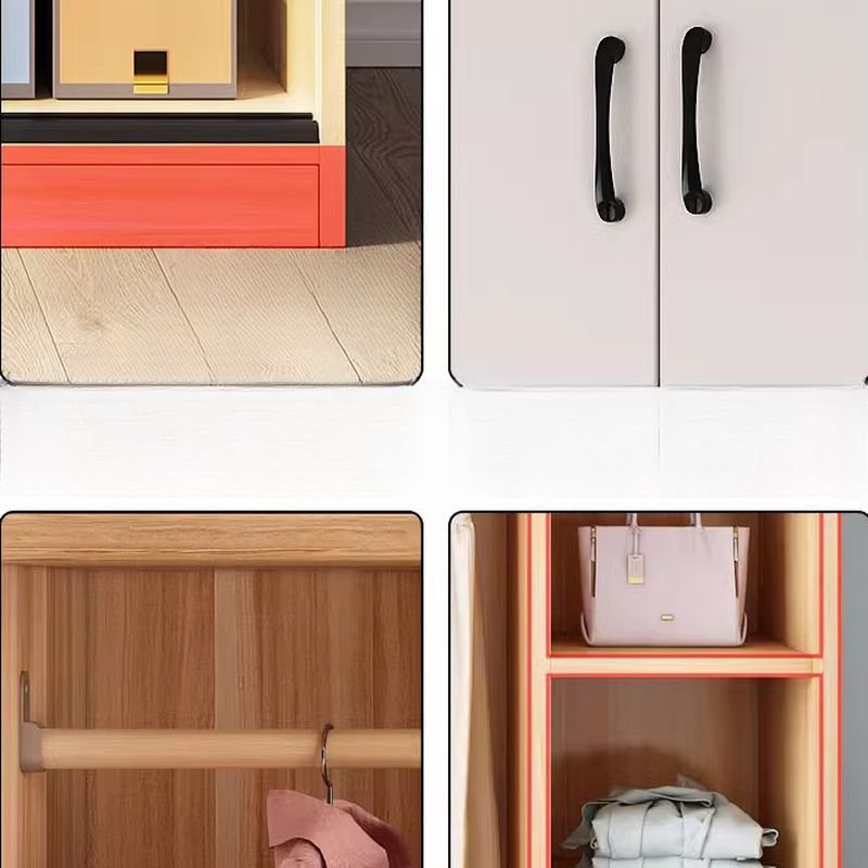 Chalk Minimalist Laminate Cabinet Armoire with 3-Drawer/4-Drawer, Interior Shelves, and Clothing Rod - Image 9