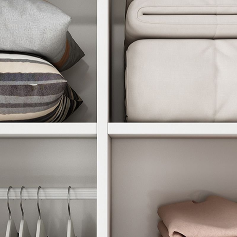 White Modish Wooden Armoire Cabinet with Soft Close Drawer, Soft Close Door, Interior Shelves, and Clothing Rod - Image 10