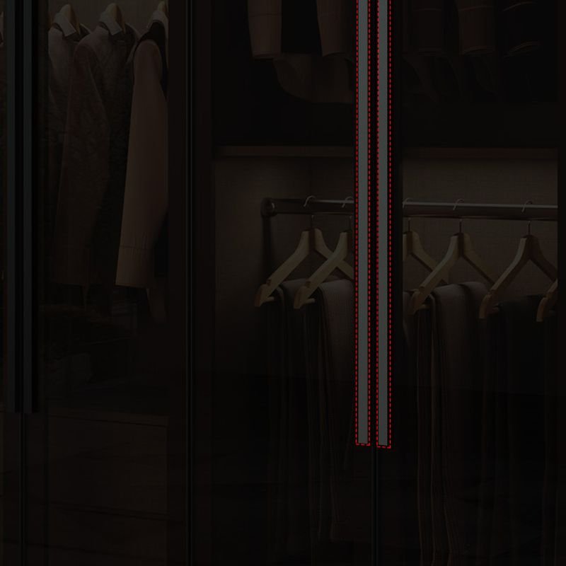 Elegant Dark Grey Glass Wardrobe with Integrated LED Lighting, 96" High Luxury Armoire featuring 3C Tempered Glass & Soft-Close Drawers - Image 10