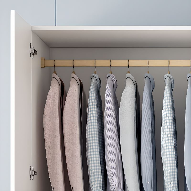Chalk Modern Simple Style Composite Wood Wardrobe Closet with Soft Close Door, Interior Shelves, and Clothing Rod - Image 10
