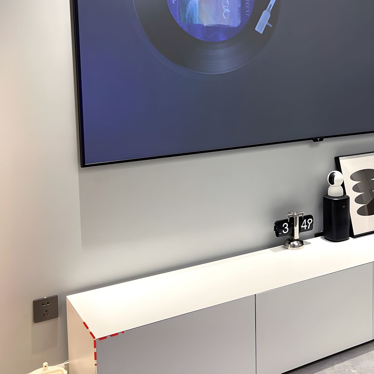 White Art Deco Wooden TV Stand with 4/3 Drawers and Cable Management - Image 10