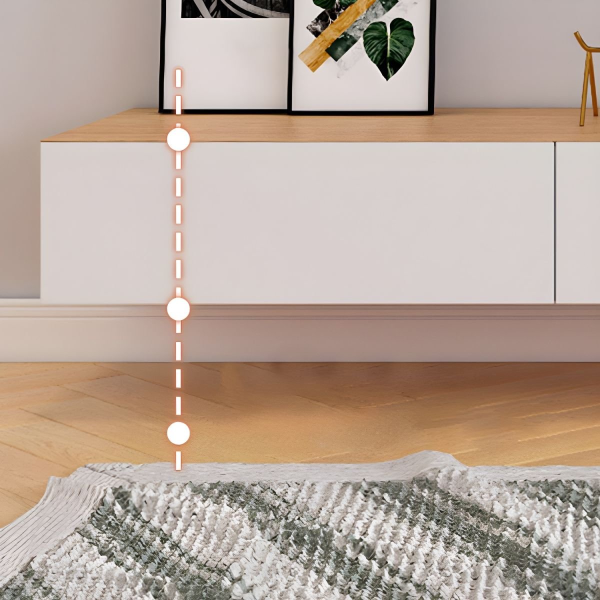 Chalk Modern Simple Style Wood TV Stand with Shelf, 4 Drawers, Cable Management, and Open-air Storage - Image 2