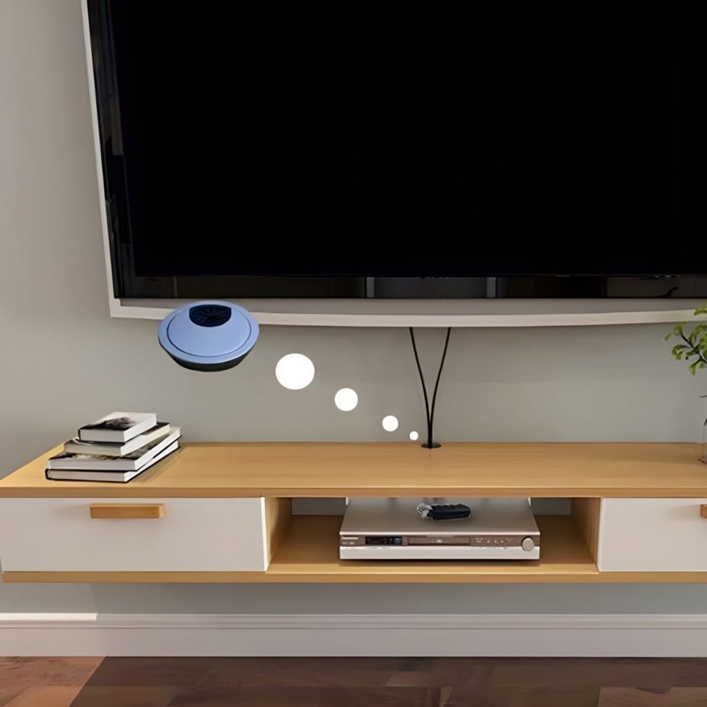 1200x12008 61 Natural Color Lumber TV Stand with Exposed Storage, Shelf, 2-Drawer & Cable Management